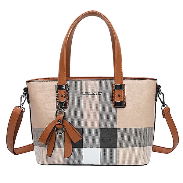 Gallantry, Mini-Shopper Damen Kariert Mit Schulterriemen, Braun / Beige-image