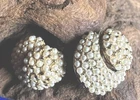 Rare Vintage HAR Costume Jewelry Clip-On Earrings Seed Pearl