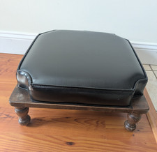 Vintage ETHAN ALLEN Baumritter Black Vinyl Stacking Footstool Square Ottoman #6