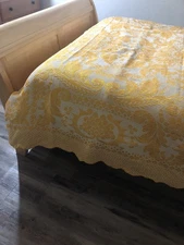 VTG Deadstock ITALY TROUSSEAU Baroque Jacquard Bedspread Full Scalloped 74x98”