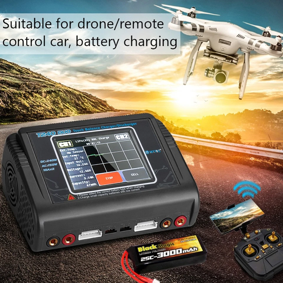 HTRC T240 DUO RC Charger Discharger Dual Channel AC/DC 150W Balance Lipo Charger - Image 4 of 4