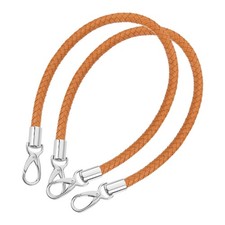 2Pcs 60cm Short Leather PU Braided Purse Replacement Yellow Brown, Silver
