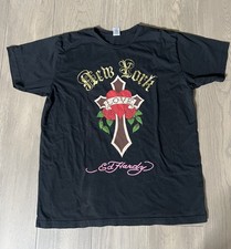 Ed Hardy Classic Love Heart Cross Rose's Tattoo design T-shirt New York XL