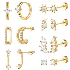 jagosen Gold Flat Back Earrings Stacks 7 Pairs Cartilage Earrings for Women