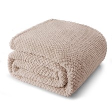 King Size Fuzzy Fleece Blanket Bed 90x104 Inch Warm Soft Jacquard Camel
