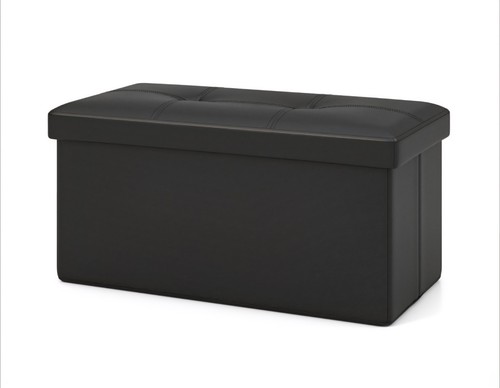 Klappbare Aufbewahrung Ottomane gepolstert rechteckig Fußhocker PVC Leder 30x15x15 - Bild 2 von 6