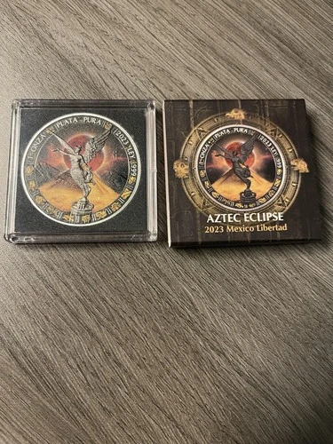 2023 Mexico Libertad .999 AG Silver Aztec Eclipse 1 Onza 47/180 Super Rare 1 Oz