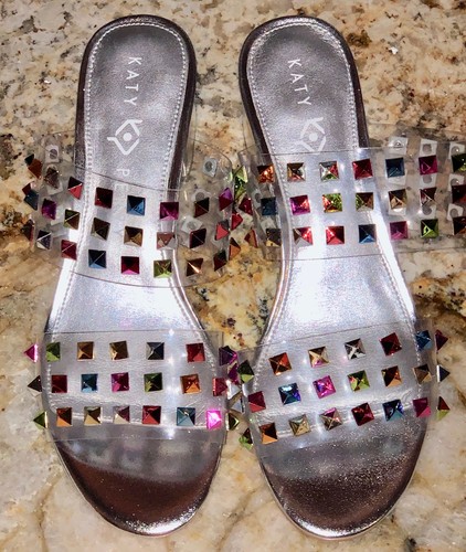 KATY PERRY The Kenzie Metallic Stud 2" Heel Open Toe Sandals NEW Womens Sz 6.5 - Picture 4 of 6