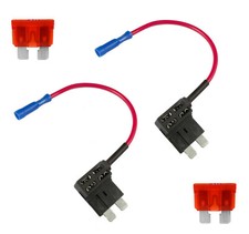 2 x 12V Add A Circuit Piggy Back Fuse Adapter Tap Standard Blade Holder 10Amp