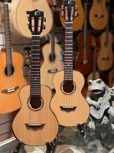 Kamehameha Ukulele KT-53 EQ Tenor Toute l'épinette solide/Acacia Koa avec prise électrique