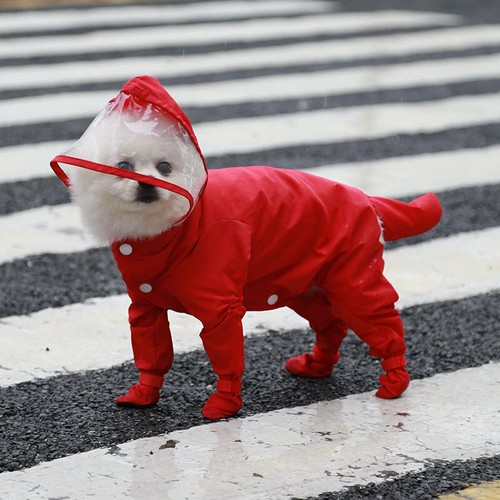 Waterproof Pet Dog Raincoat Rain Boot Jumpsuit Clothes Puppy Cat Coat Outfits - Picture 11 of 14