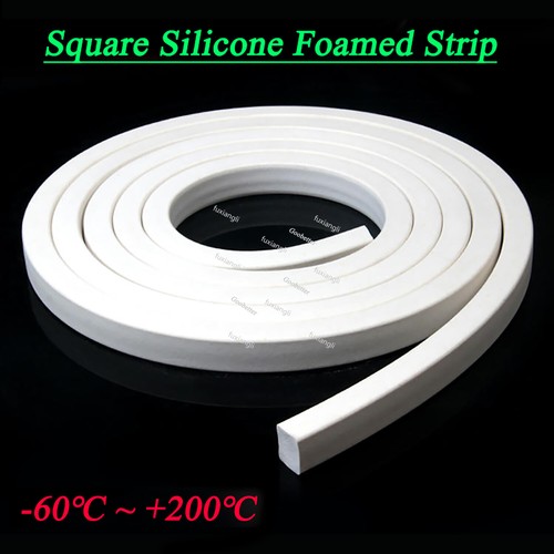White Square Silicone Rubber Foamed Gasket Trim Seal Sponge Strip Heat Resist - Picture 6 of 6