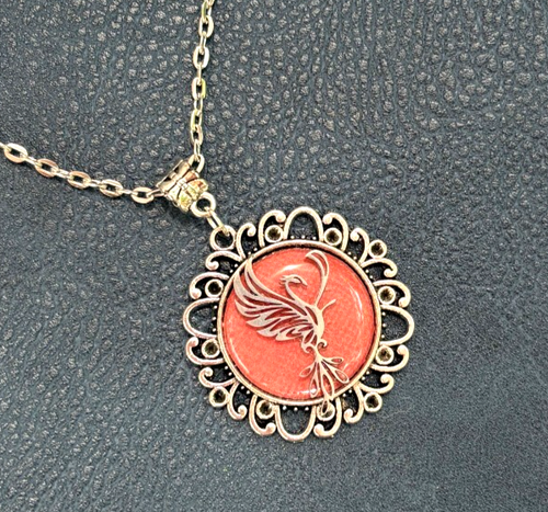 Phoenix Necklace Bird Silver Pendant Jewelry Handmade Red Harry Potter