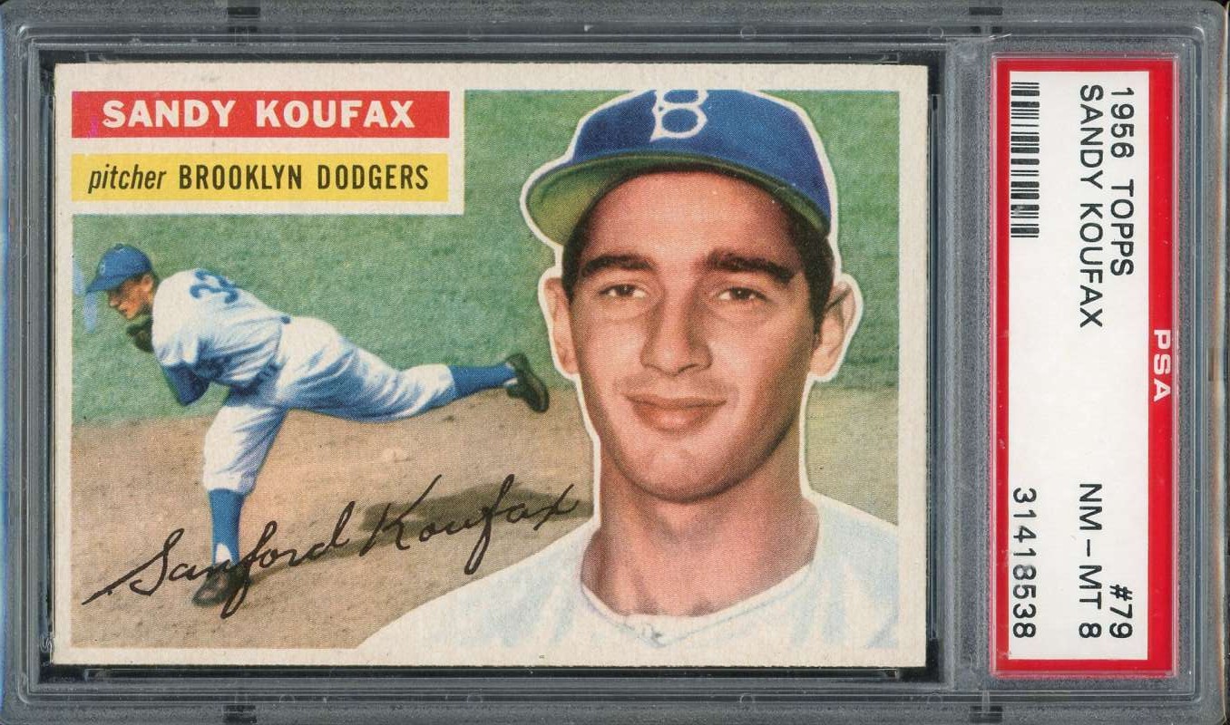 1956 Topps 79 Sandy Koufax (White Back) PSA 8 31418538