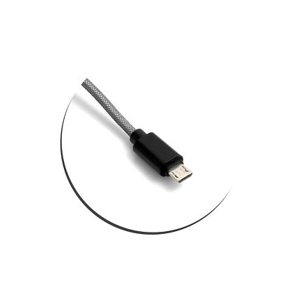 System-S Cavo Micro USB 2.0 In Nylon Intrecciato Grigio 25 Cm - Resistente E Adatto A Correnti Fino A 2.4A, Connettori In Alluminio - 2