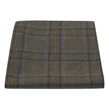Olive Green  Brown Check Pocket Square, Tweed, Tartan, Plaid