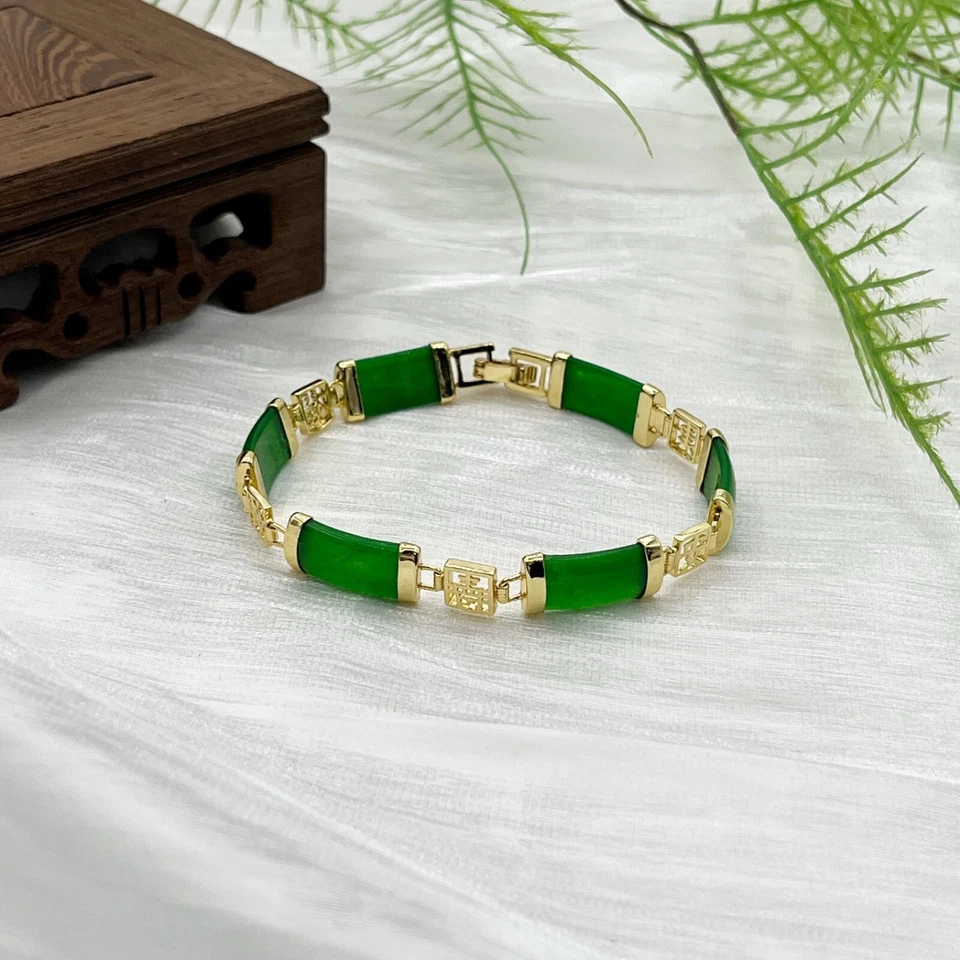 Pulsera de eslabones de jade de varios colores hecha a mano pulsera de piedras preciosas naturales Foto 2 de 4