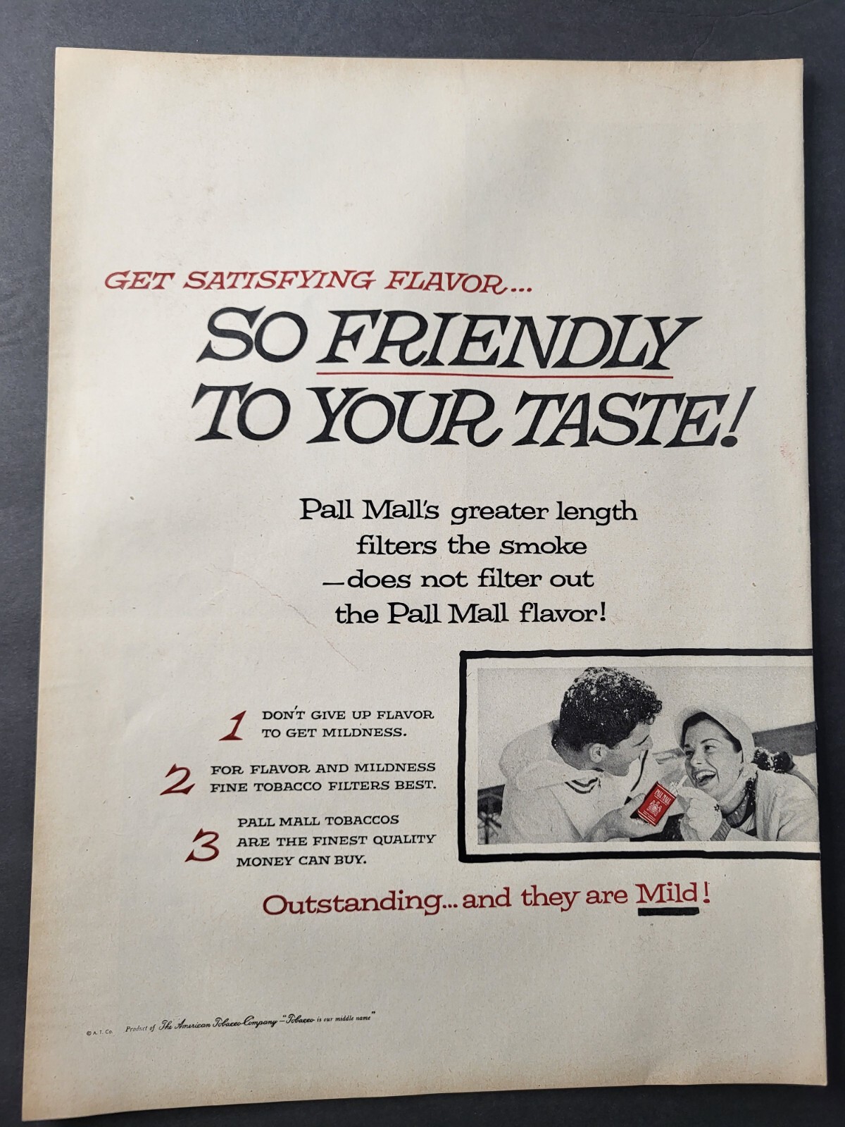Pall Mall Cigarettes-So Friendly To Your Taste-2 Page Ad-Print Ad 1958