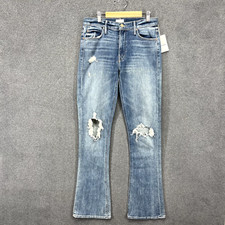 Mother Jeans Womens 27 The Runaway Weekender Flare In Helter Skelter Distressed