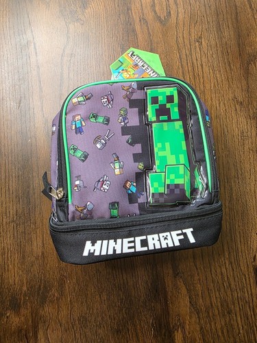MINECRAFT CREEPER MOJANG isolierte Brotdose Jungen Doppelkammer BPA-freie Tragetasche $25