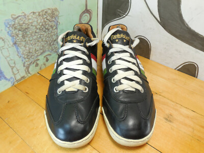 Pantofola d'Ora Black Leather Sneakers Men's 8 Made in Italy