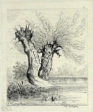 1874 H. VIGNEROT French Impressionist Etching "Etudes Rustiques" Original RARE