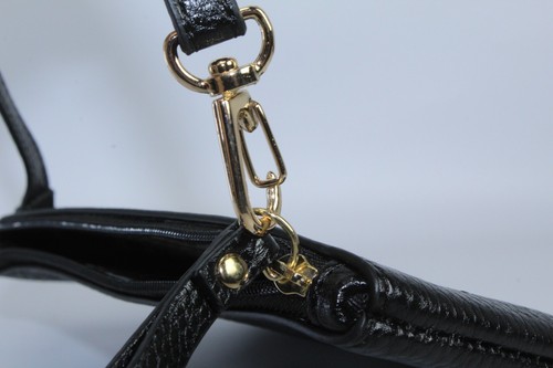 Lands' End Small Black Pebble Faux? Leather Zipper Pouch Wristlet Black - Picture 3 of 14