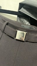 PRADA Brown Wool Trouser/Pant with attached logo belt IT40