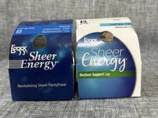 2 - L'eggs Sheer Energy Control Top Reinforced Toe Pantyhose Nude/Black Size B