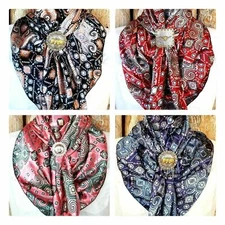 Wild Rag Scarf Western Cowboy Buckaroo Scarves Bandana Cowgirl Silky medallions