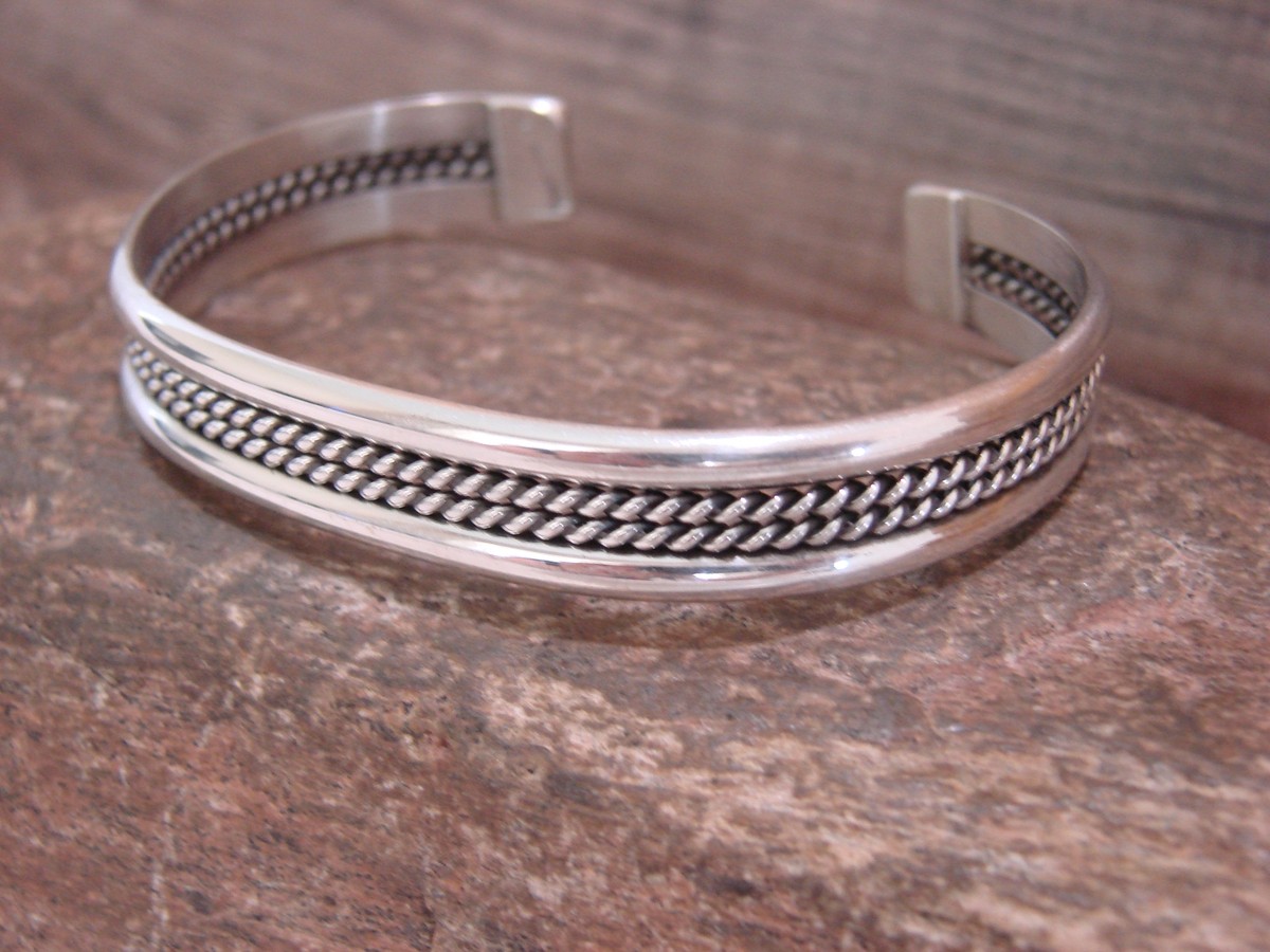 Native American Navajo Twisted Sterling Silver Bracelet by