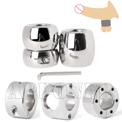 Stainless Steel Ball Stretcher Testicles Metal Lock Ring Men Scrotum Pendant CBT
