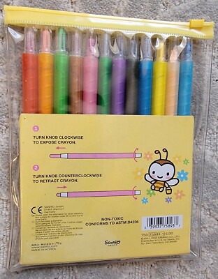 HTF Vintage Sanrio SWEET CORON Bee Twist Up Crayons (2002) - USED