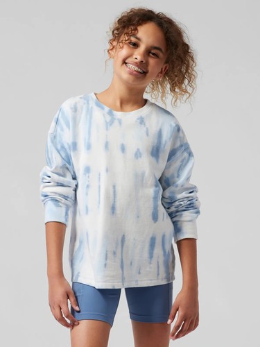 ATHLETA GIRL BEACHY BREEZE TIE DYE STRIPE FOG BLUE SWEATSHIRT SIZE XXL/ 16 NEW - Picture 5 of 6