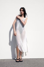 NWT ZARA MESH TUNIC DRESS OYSTER WHITE - REF. 2712/156 M