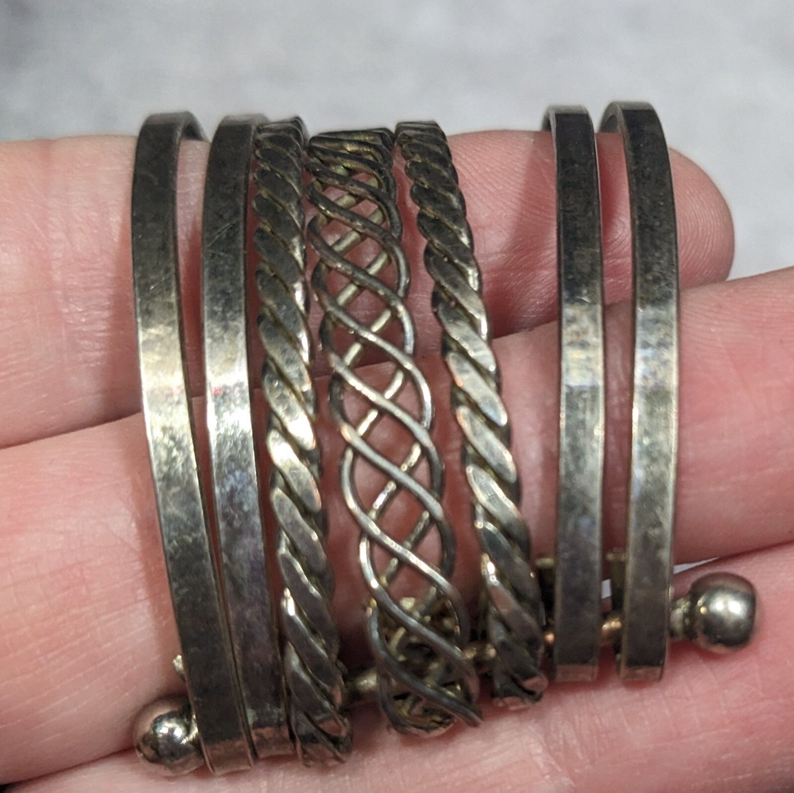 Braided Multilayer Silver Tone Cuff Bracelet - image 2