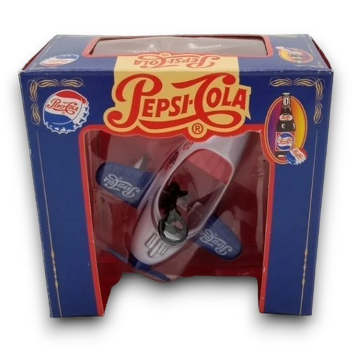 Pepsi Cola Die Cast Pedal Plane Metal Replica White Plane Collector Card - Picture 2 of 10