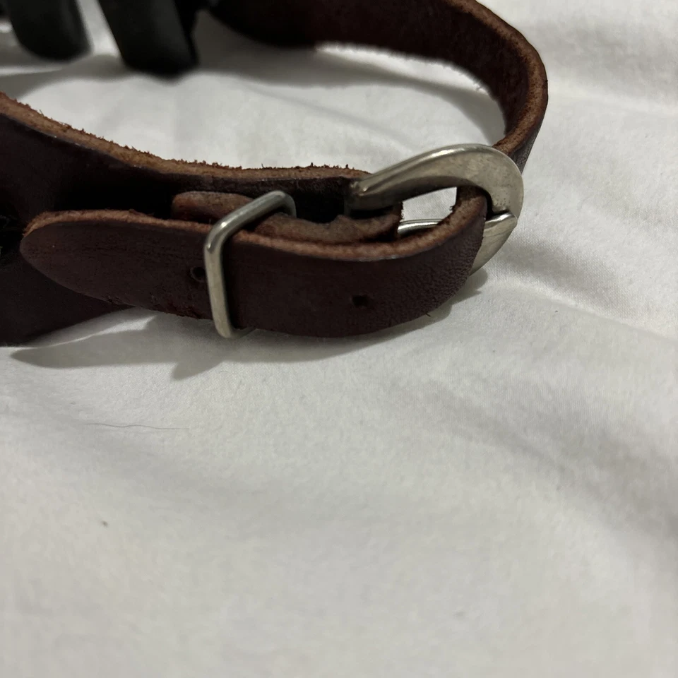 Charming Black Metal Steel Spur Set Brown Leather Gold Card Suit Embellishment - Image 4 of 4