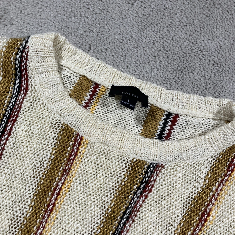 Lumiere Bohemian Sweater Womens Large Striped Chunky Knit Cabincore Woodsy Cozy - Image 3 of 4