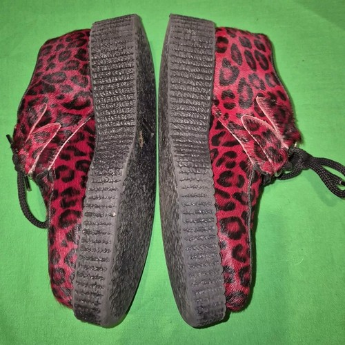 Zapatos Underground Originals Creeper Negro Gamuza y Rojo Estampado Leopardo Talla UK 3 - Imagen 5 de 10