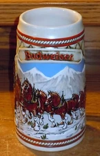 Vintage 1985 Budweiser Series A Anheuser Busch Holiday Beer Stein Mug Clydesdale