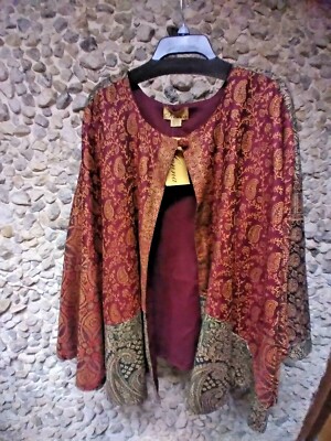 NWT Henna plus size multi color paisley cape fully lined only $43.99