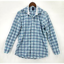 Taylorbyrd Collection Shirt Men's Button Down Plaid Long Sleeve Blue White M