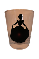 "Deko Teelicht Windlicht Print \"Cinderella\" Schwarz Kerzenglas Teelichtglas"