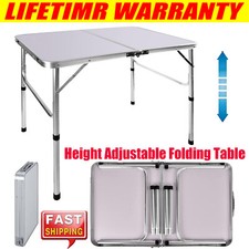 Picnic Folding Tables 3ft Heavy Duty Aluminium Foldable Portable Adjust Heigh UK