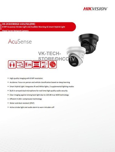 Hikvision 4k 8MP Acusense luce stroboscopica e avviso acustico fotocamera luce ibrida intelligente - Foto 3 di 11