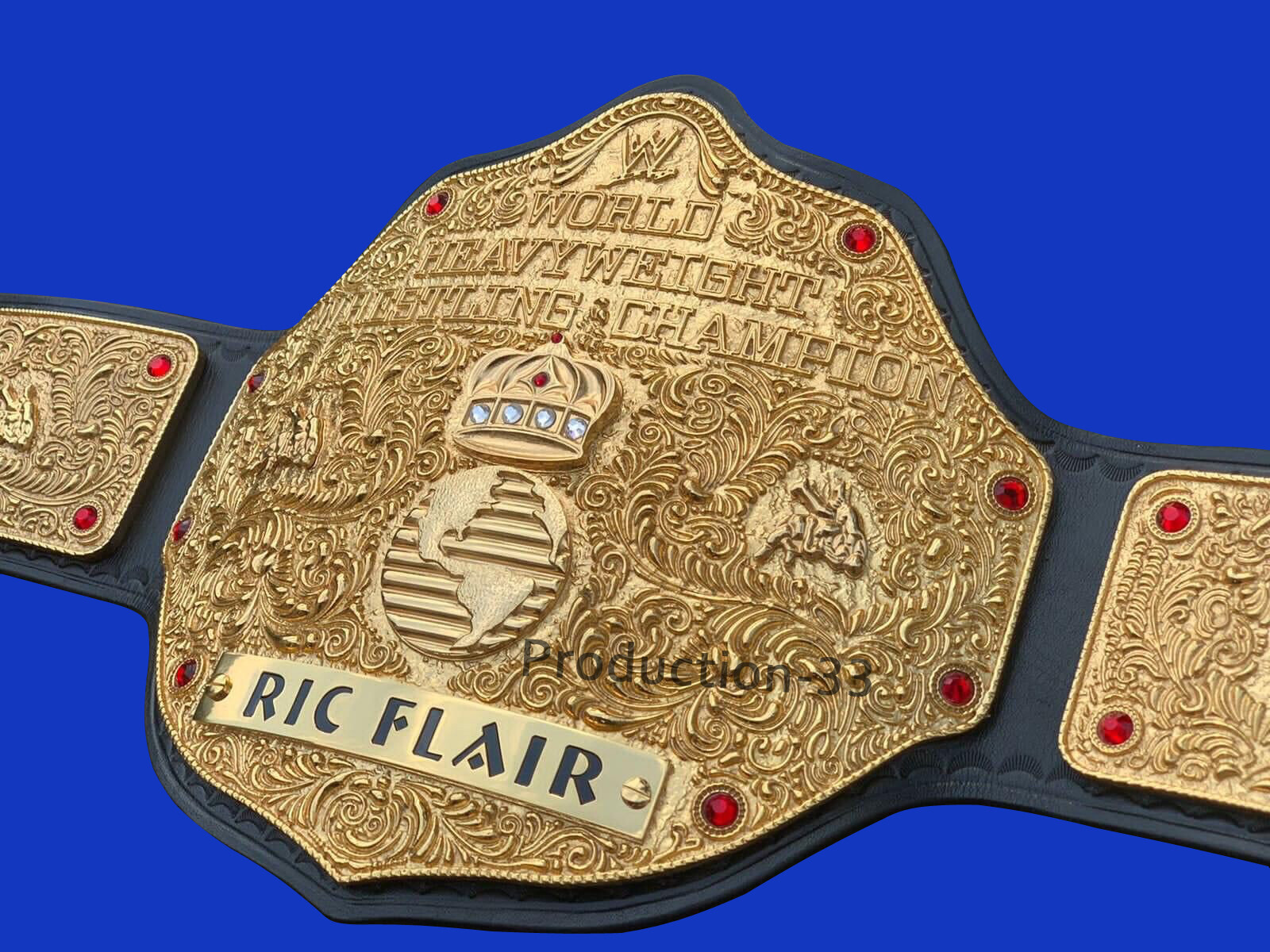3D BIG GOLD RIC FLAIR HEAVYWEIGHT WRESTLING CHAMPION BELT 24K GOLD