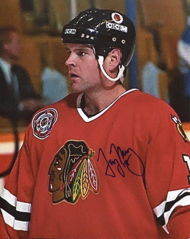 TROY MURRAY Chicago Blackhawks 1981-91 signed color Photo in action Avalanch COA