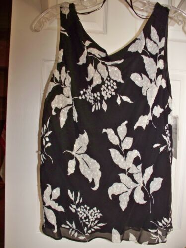 BEAUTIFUL BLACK & WHITE BEADED & SEQUIN SILK BLOUSE - NEW W/ TAGS - SZ. 12* - Picture 2 of 3
