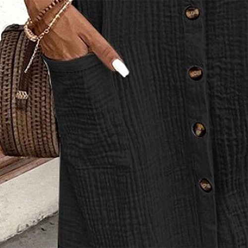Womens Short Sleeve Shirts Dress Women Button Casual Summer Beach Sundress New - Picture 27 of 30